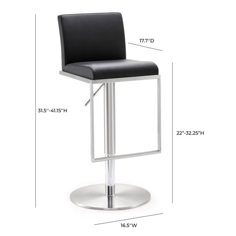Deco Black Vegan Leather Adjustable Stool