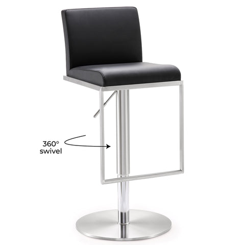 Deco Black Vegan Leather Adjustable Stool