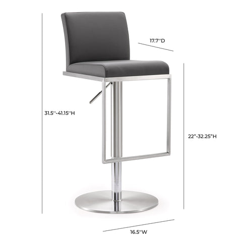 Deco Grey Vegan Leather Adjustable Stool