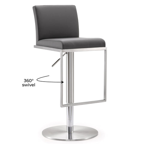 Deco Grey Vegan Leather Adjustable Stool