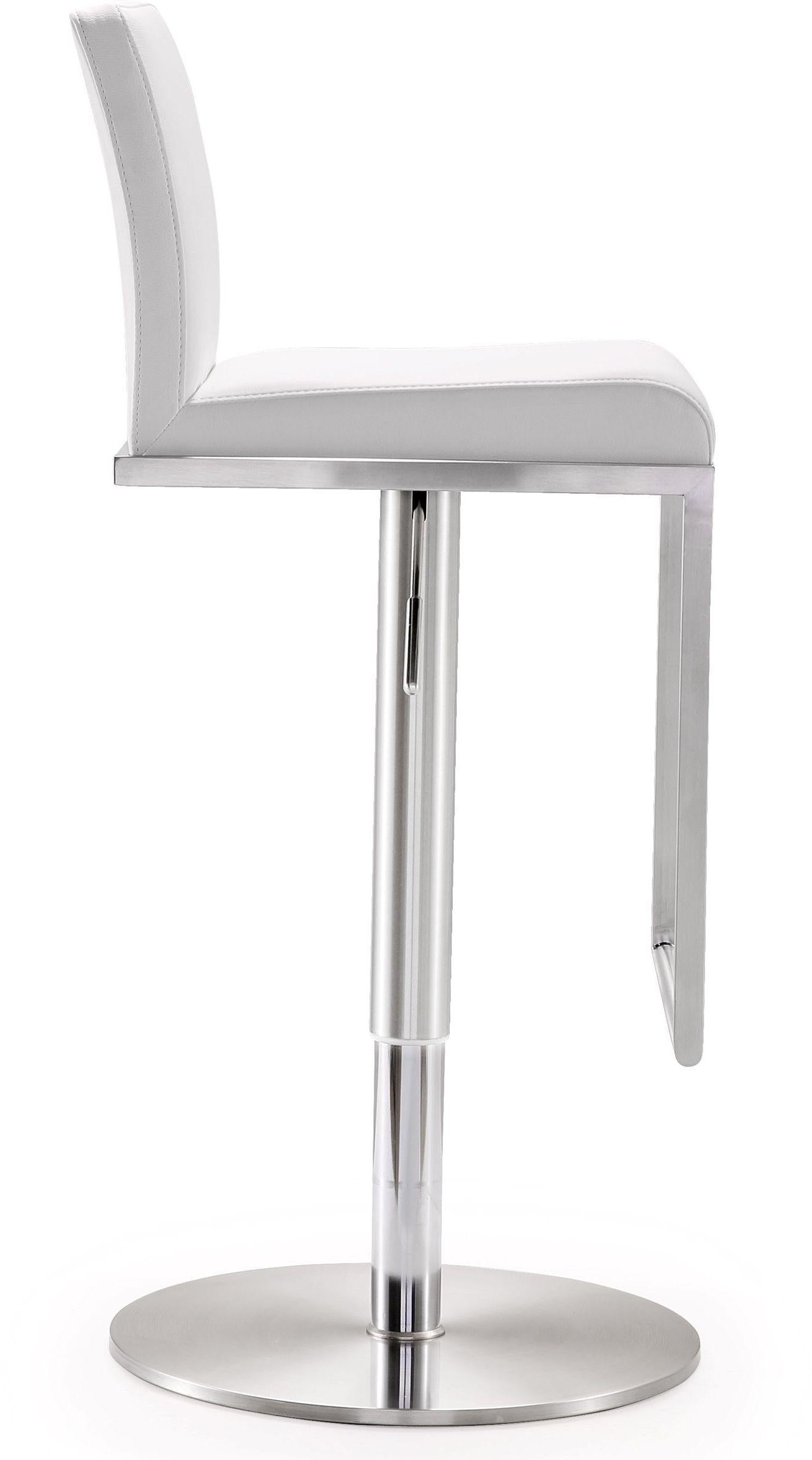 deco white vegan leather adjustable stool