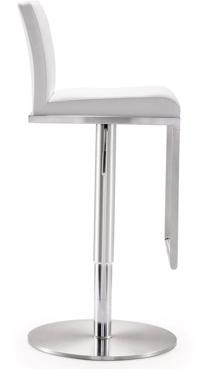 Deco White Vegan Leather Adjustable Stool