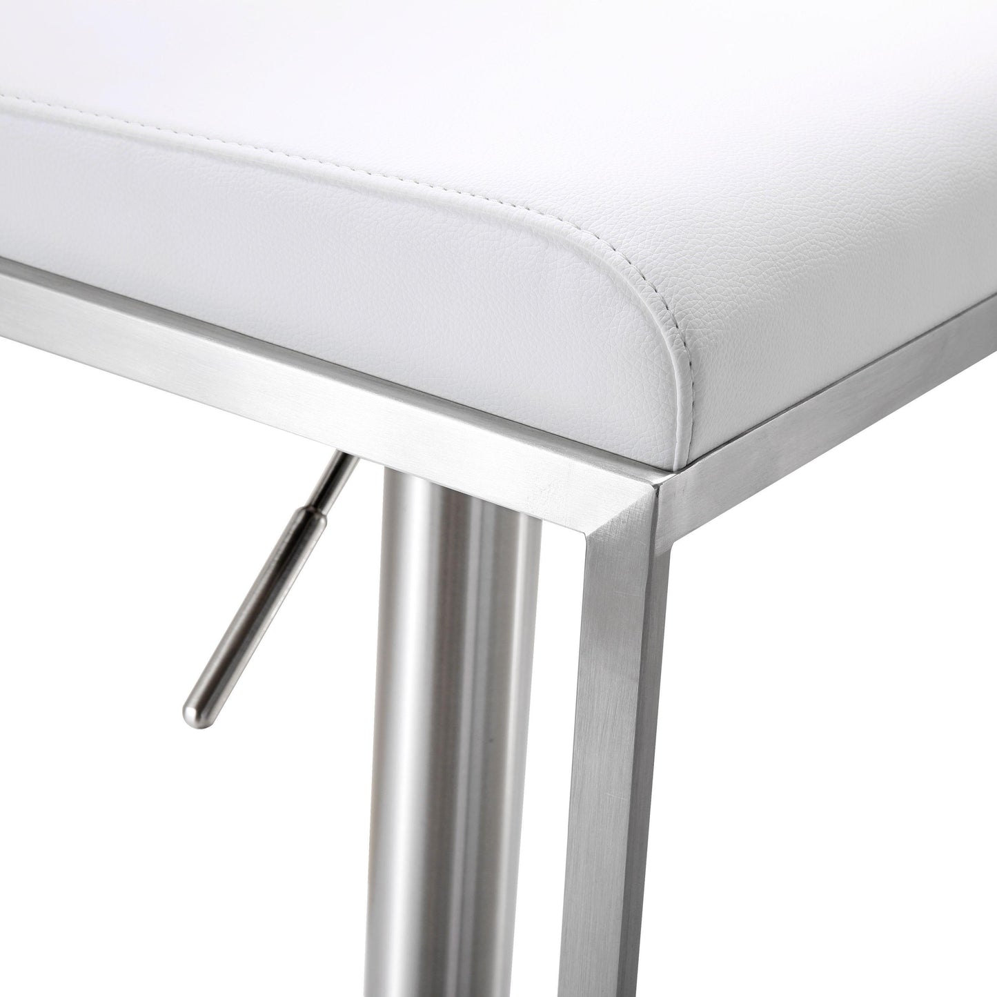 deco white vegan leather adjustable stool