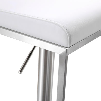 Deco White Vegan Leather Adjustable Stool