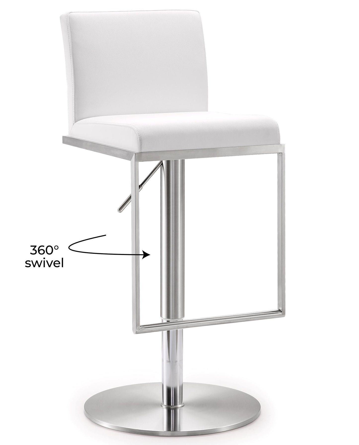 deco white vegan leather adjustable stool