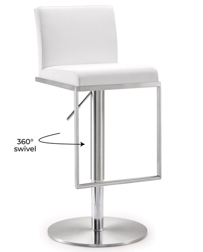 Deco White Vegan Leather Adjustable Stool