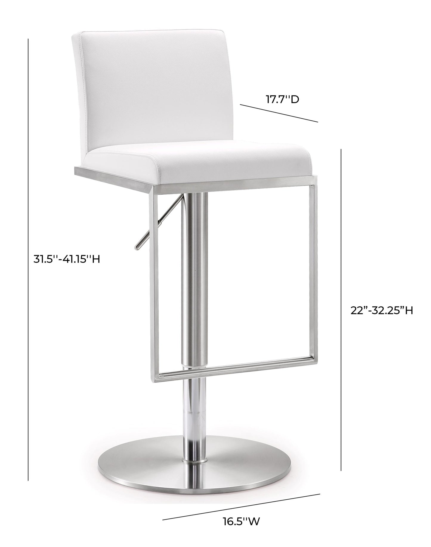 deco white vegan leather adjustable stool