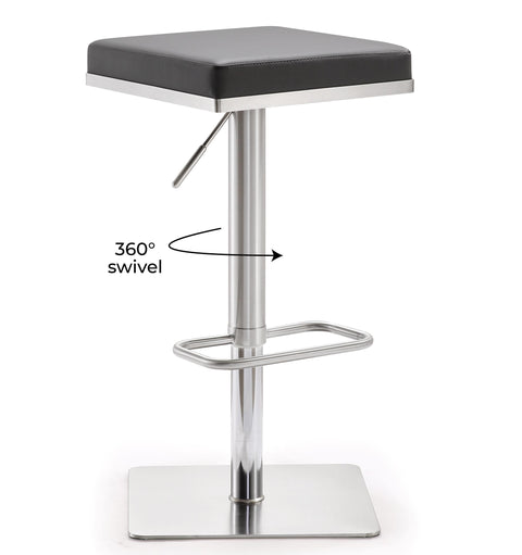 Scalloped Grey Stainless Steel Adjustable Barstool