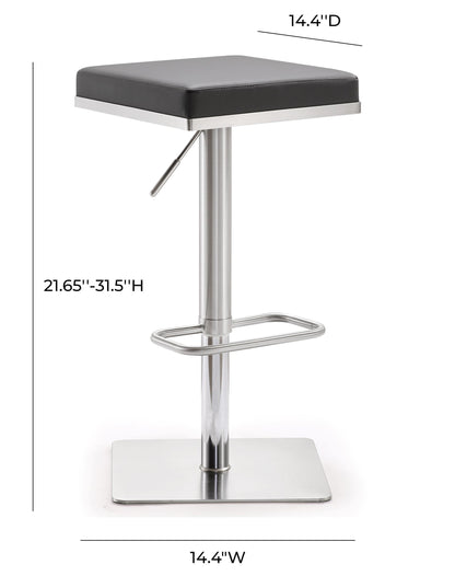 Scalloped Grey Stainless Steel Adjustable Barstool