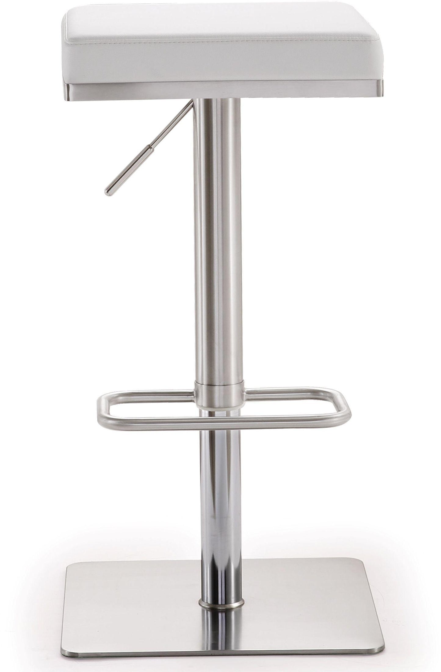 scalloped white stainless steel adjustable barstool