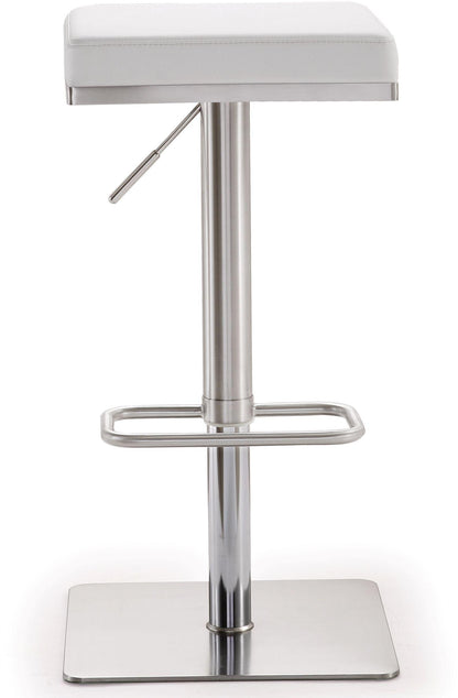 Scalloped White Stainless Steel Adjustable Barstool