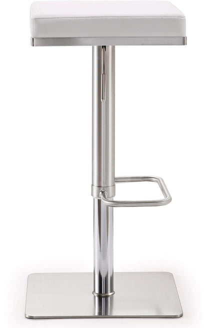 Scalloped White Stainless Steel Adjustable Barstool