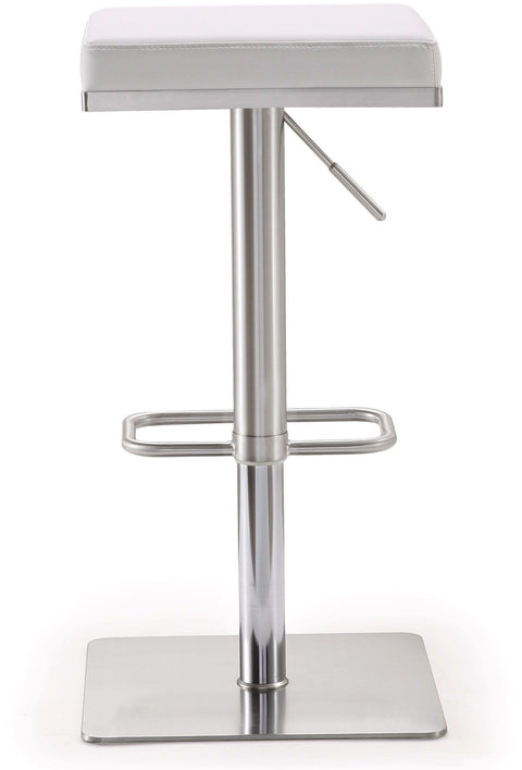 Scalloped White Stainless Steel Adjustable Barstool