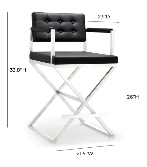 Cloud Black Stainless Steel Counter Stool