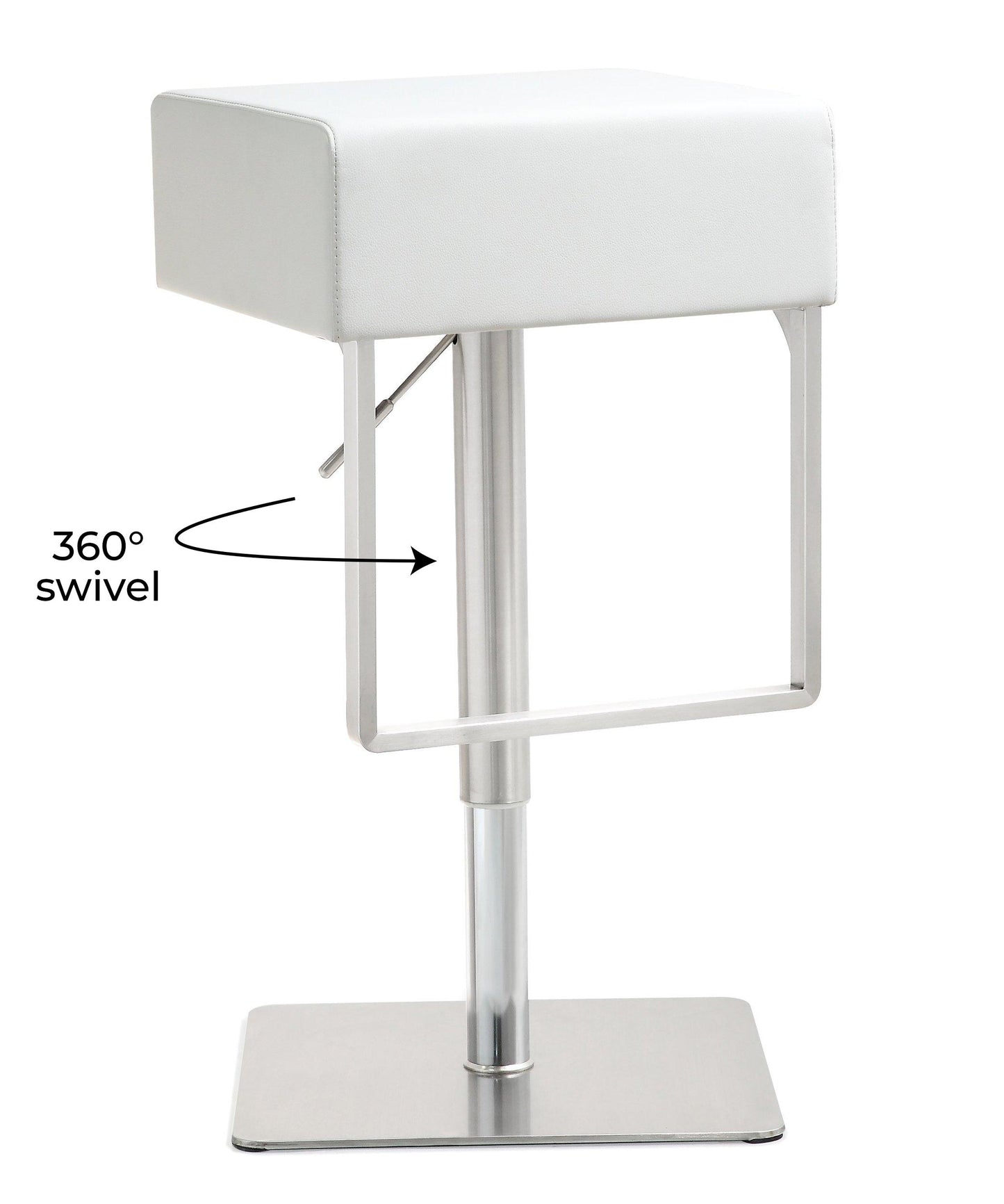 cyril white stainless adjustable barstool