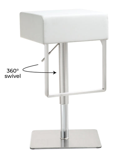 Cyril White Stainless Adjustable Barstool