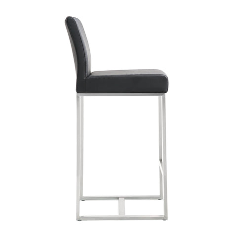 Lara Black Stainless Steel Counter Stool (Set of 2)
