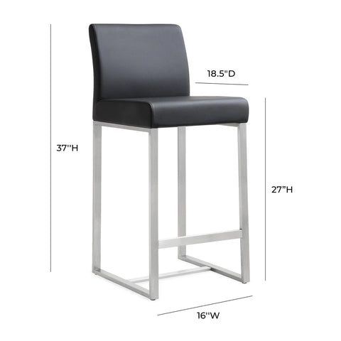 Lara Black Stainless Steel Counter Stool (Set of 2)