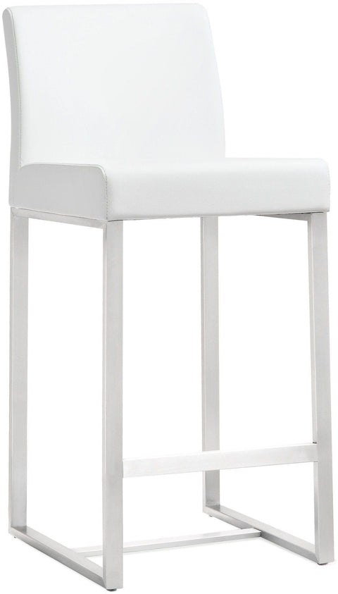 Lara White Stainless Steel Counter Stool (Set of 2)