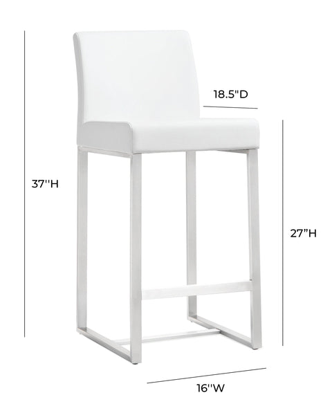 Lara White Stainless Steel Counter Stool (Set of 2)