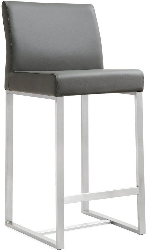 Lara Grey Stainless Steel Counter Stool (Set of 2)