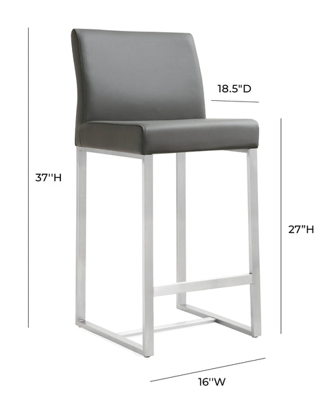 Lara Grey Stainless Steel Counter Stool (Set of 2)