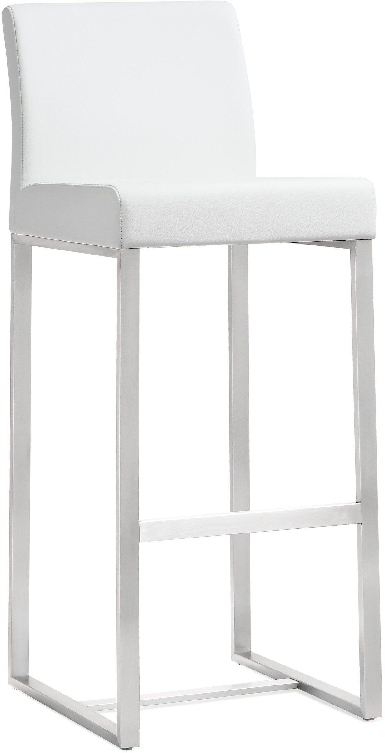 lara white stainless steel barstool (set of 2)