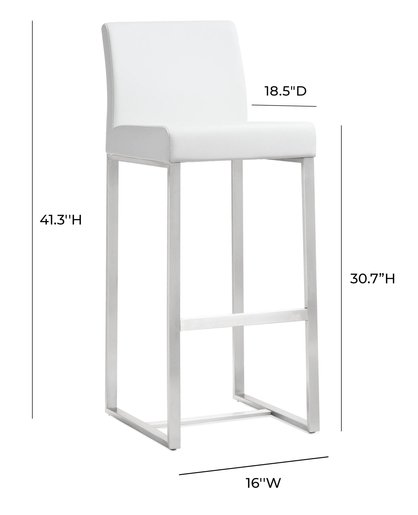 lara white stainless steel barstool (set of 2)