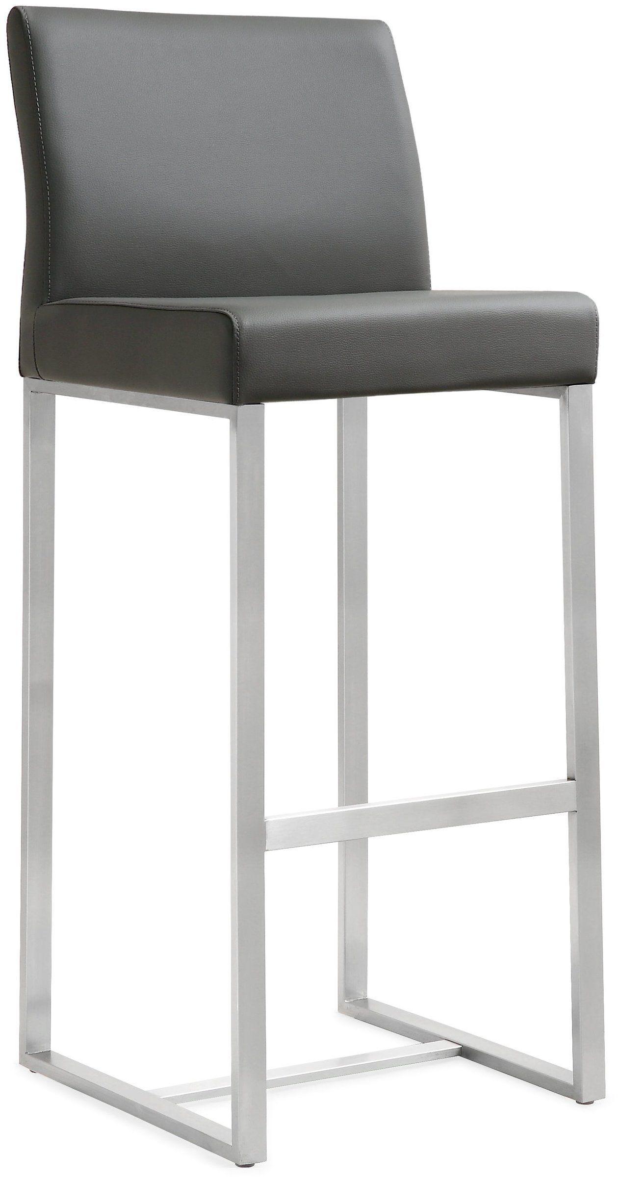 lara grey stainless steel barstool (set of 2)