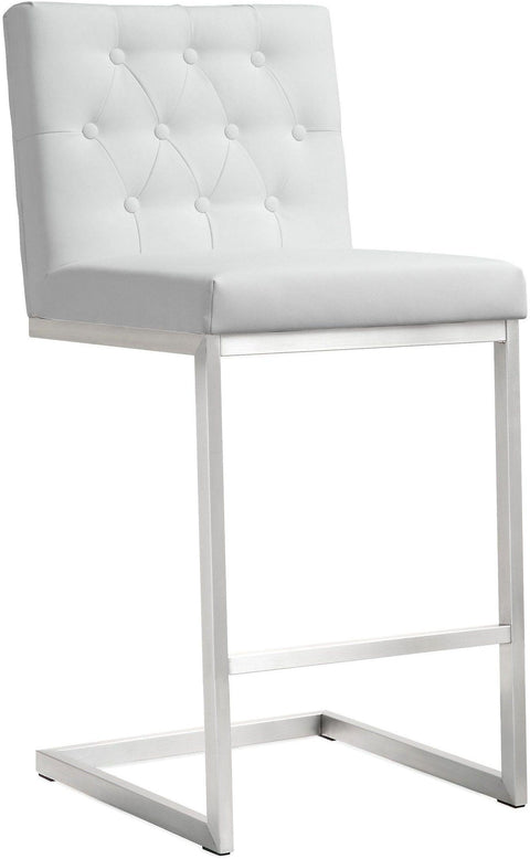 Cosmo White Stainless Steel Counter Stool - Set of 2