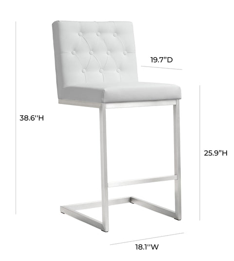 Cosmo White Stainless Steel Counter Stool - Set of 2