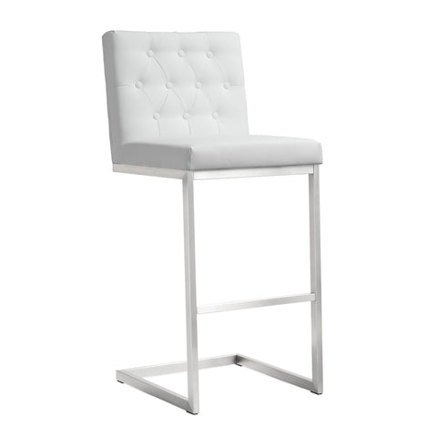 Cosmo White Stainless Steel Barstool - Set of 2