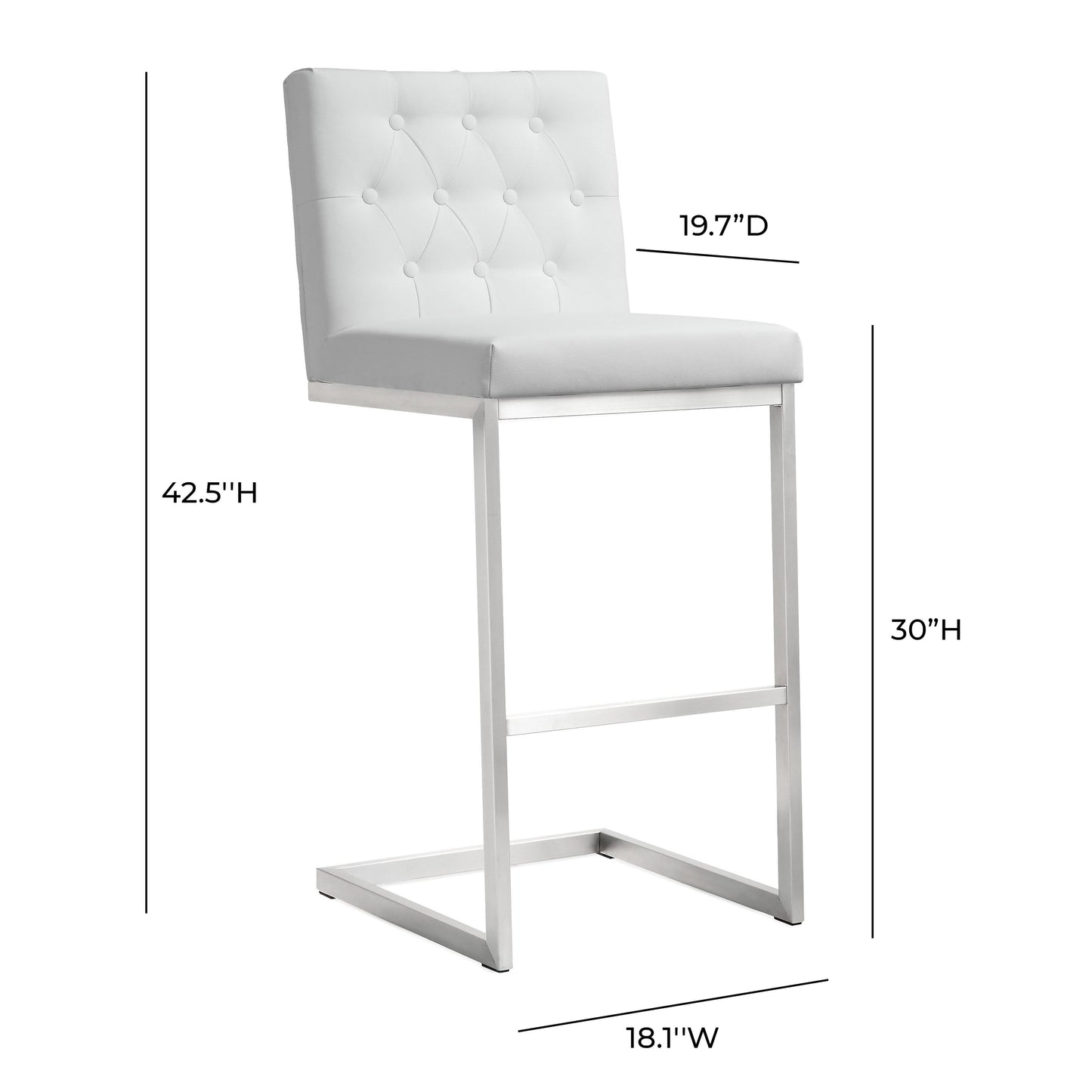 cosmo white stainless steel barstool - set of 2