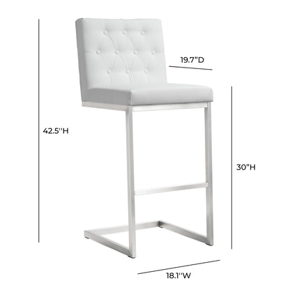 Cosmo White Stainless Steel Barstool - Set of 2