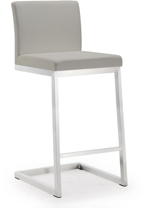 Scarlett Light Grey Stainless Steel Counter Stool (Set of 2)