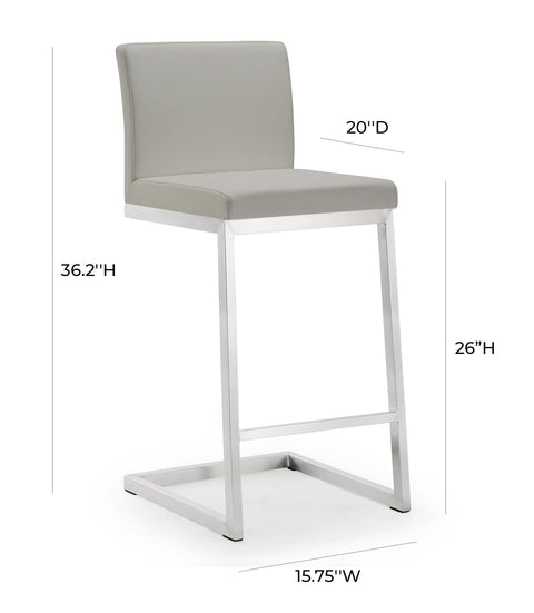 Scarlett Light Grey Stainless Steel Counter Stool (Set of 2)
