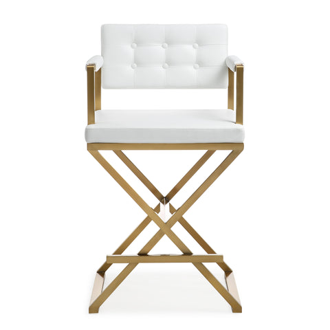 Cloud White Gold Steel Counter Stool