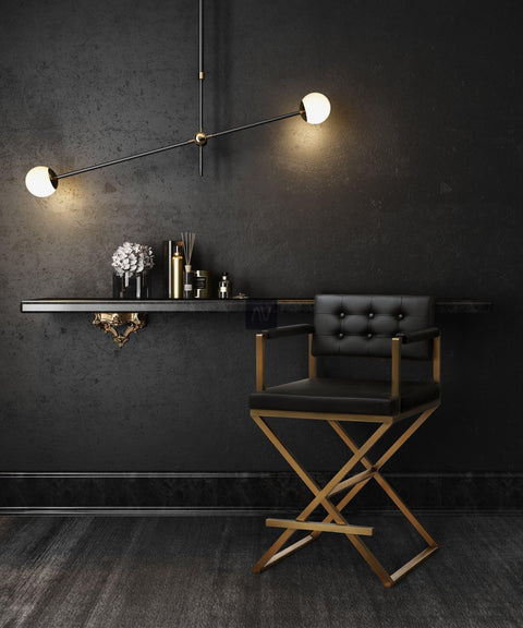 Cloud Black Gold Steel Barstool