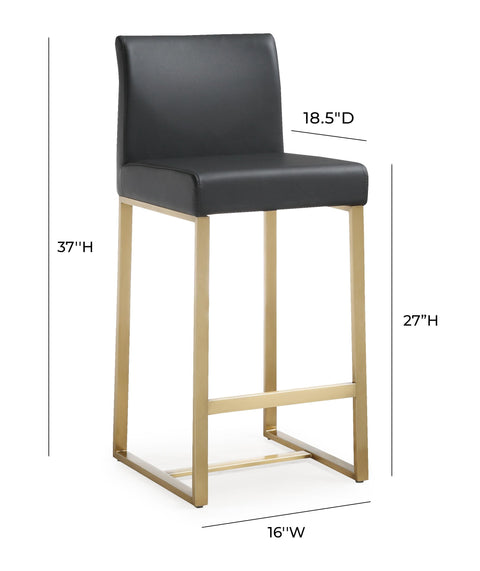 Lara Black Gold Steel Counter Stool (Set of 2)