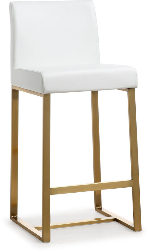 Lara White Gold Steel Counter Stool (Set of 2)