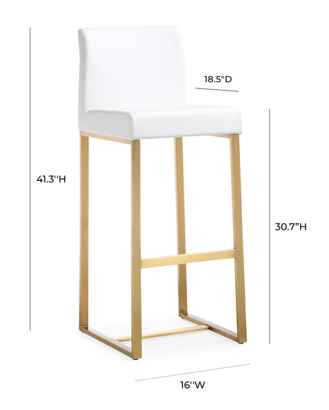 Lara White Gold Steel Barstool (Set of 2)