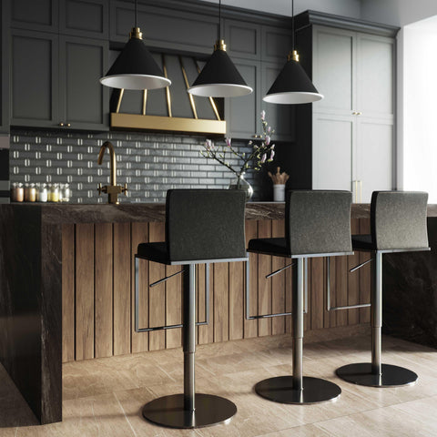 Deco Black on Black Vegan Leather Stool