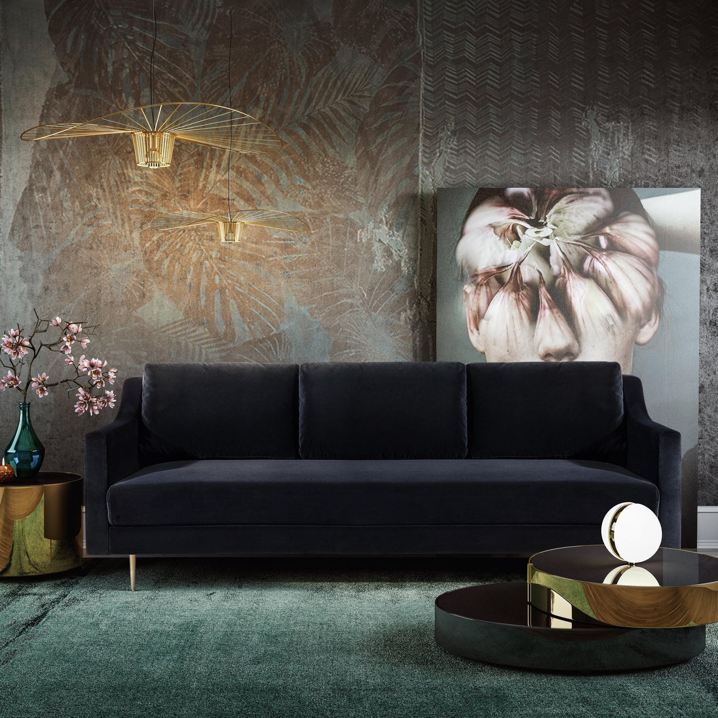 london black velvet sofa