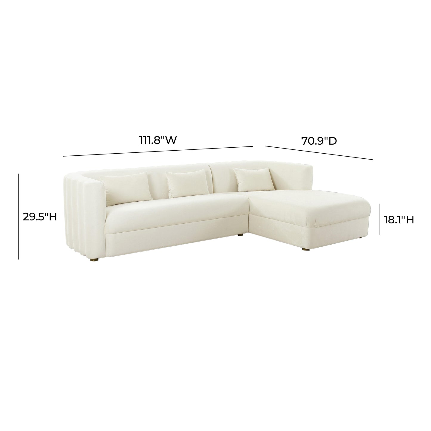 moonrise cream velvet sectional - raf