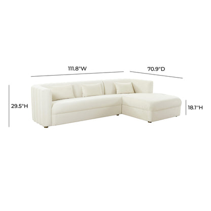 Moonrise Cream Velvet Sectional - RAF