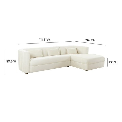 Moonrise Cream Velvet Sectional - RAF