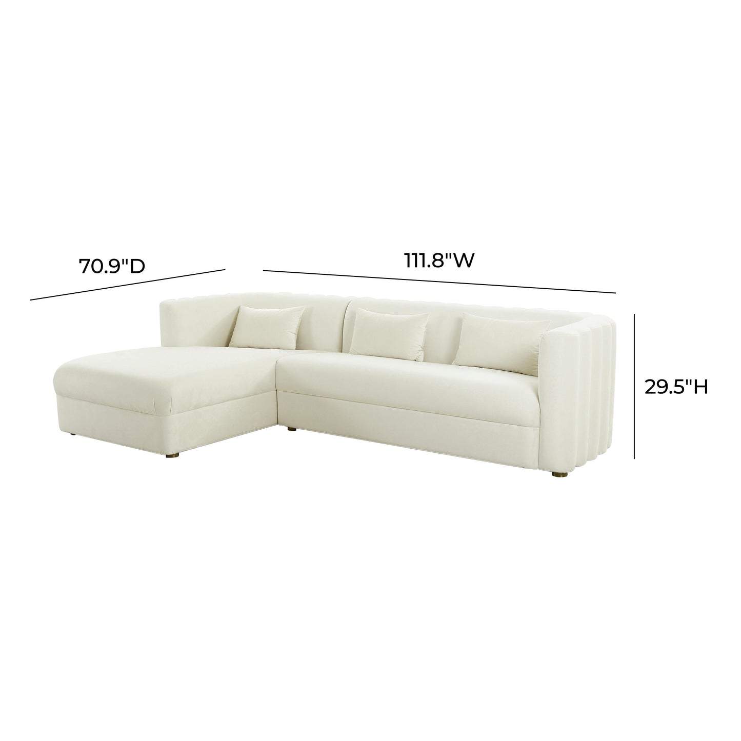 moonrise cream velvet sectional - laf