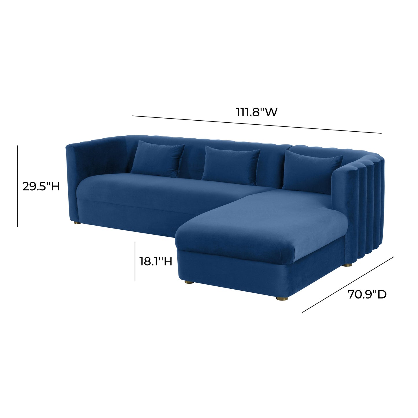 moonrise navy velvet sectional - raf