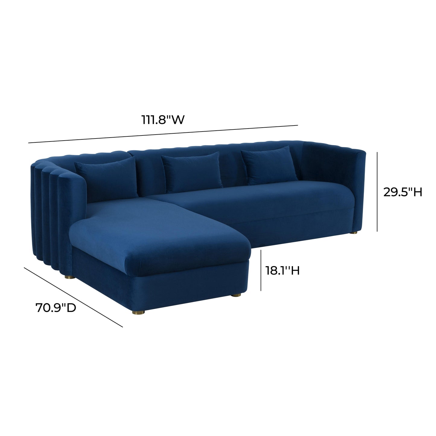 moonrise navy velvet sectional - laf