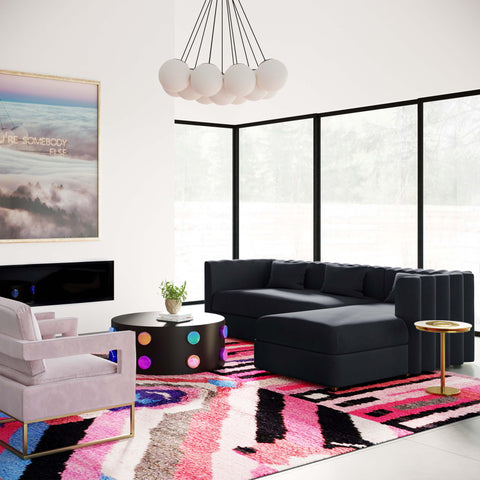 Moonrise Black Velvet Sectional - RAF